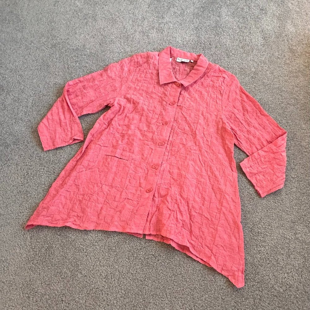 Habitat Crinkle Knit Fabric Tent Blouse in Red NWOT SMALL       - 1C834